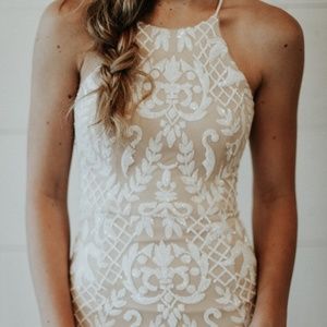 High Neck Ivory/Nude Sequin Gown